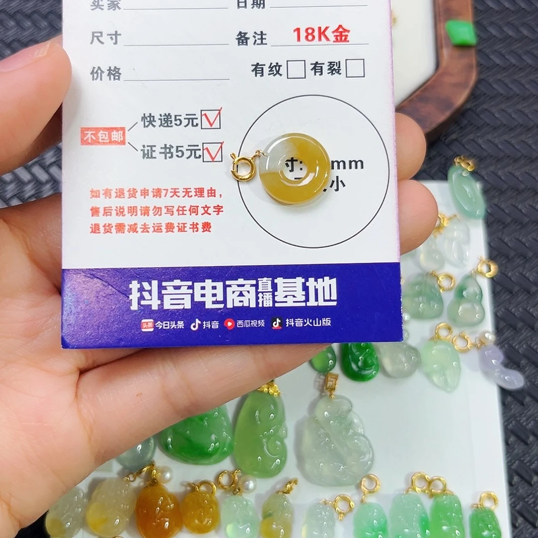 可***以翡翠18K金镶嵌颈饰
