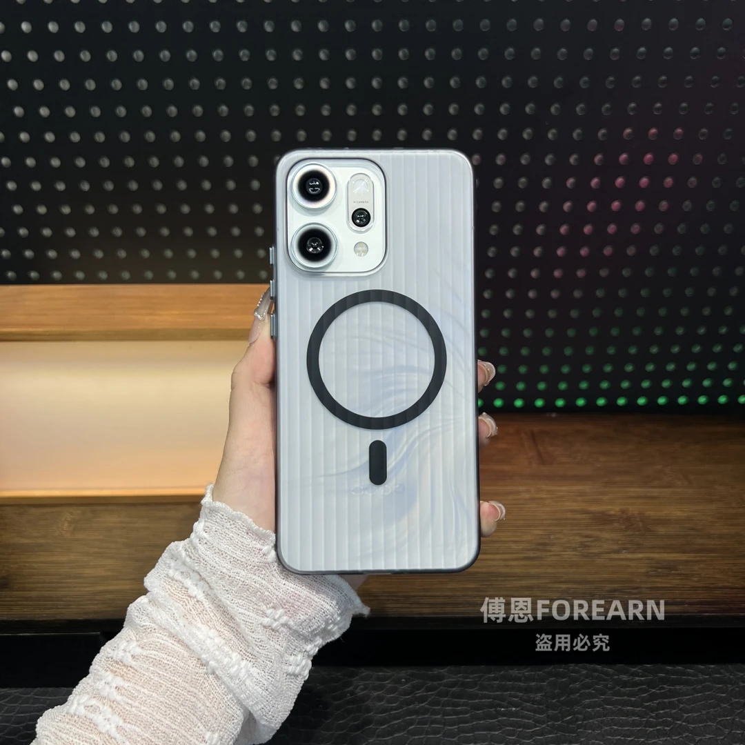 适用于opporeno14pro手机壳reno14透明磨砂带磁吸超薄保护套新款