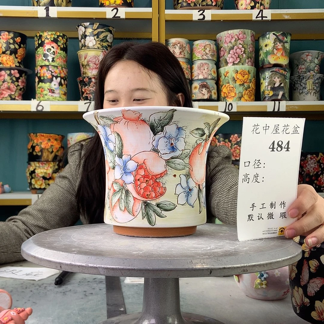 艾***子陶景德镇手工花盆484