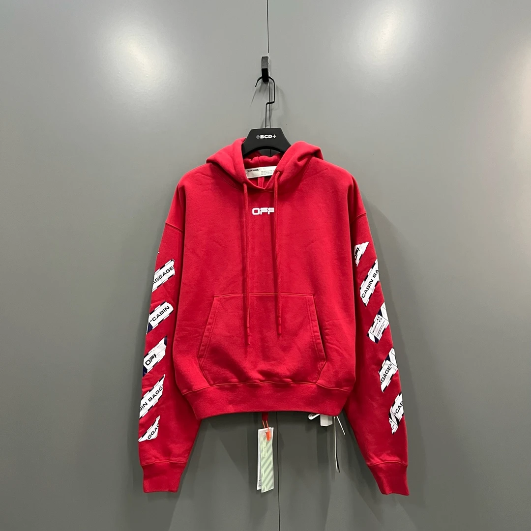 99新 OFF-WHITE (ll)红色警戒线箭头帽衫 xxs码 bc014827