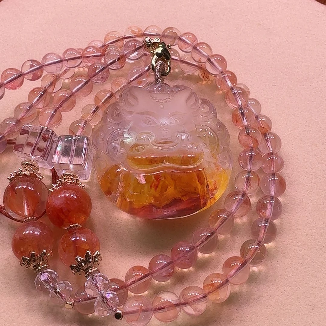 水晶颈饰未镶嵌天然水晶狐狐吊坠