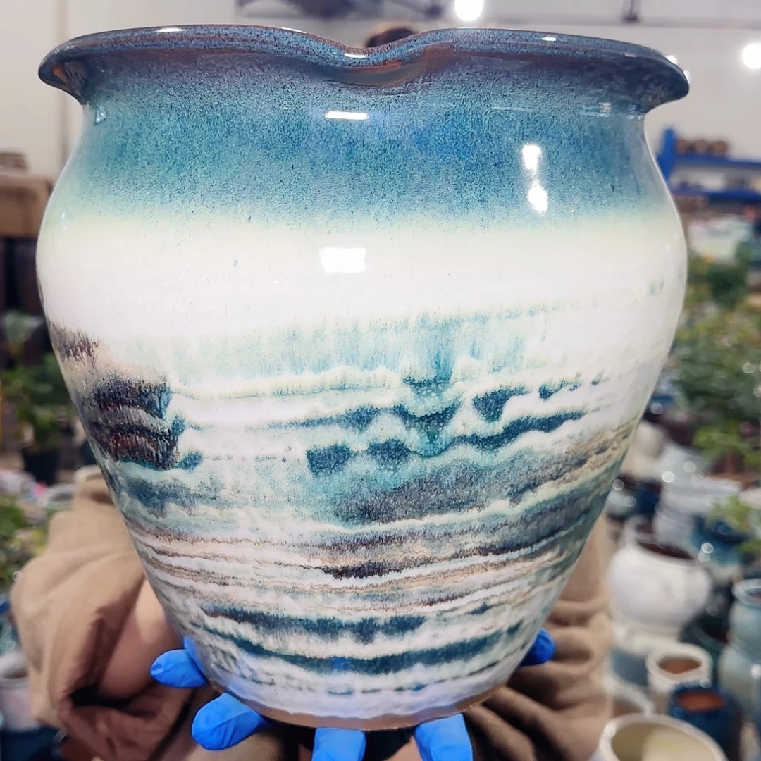 紫砂花盆高26口25