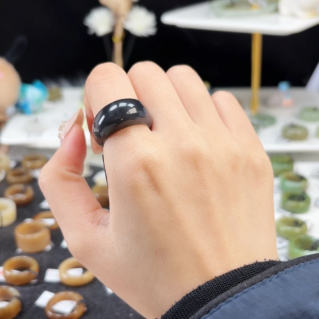 和田玉未镶嵌戒指P10烟紫馒头17.7不退换