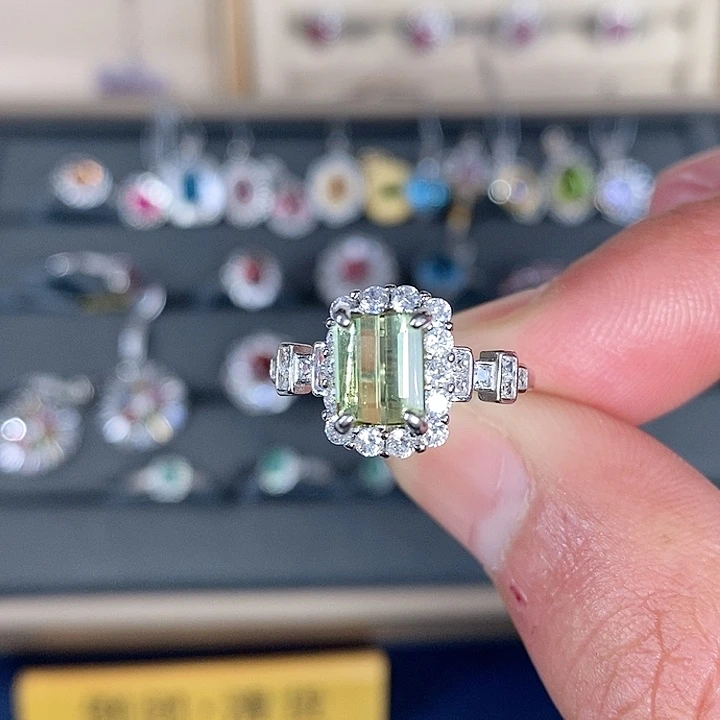 绿色碧玺戒指银S925镶嵌