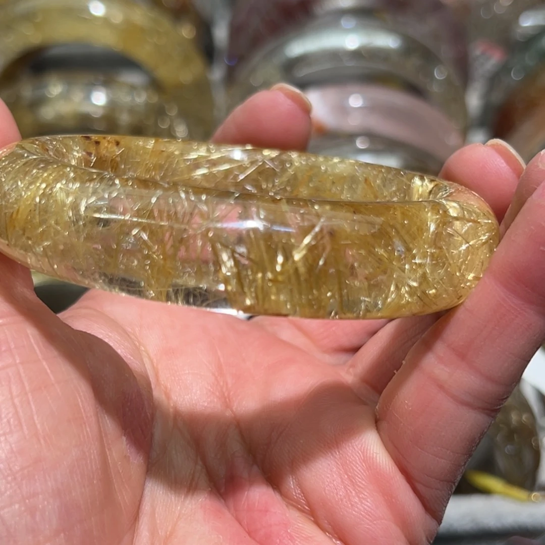 未镶嵌手镯水晶天然钛晶手镯58口径