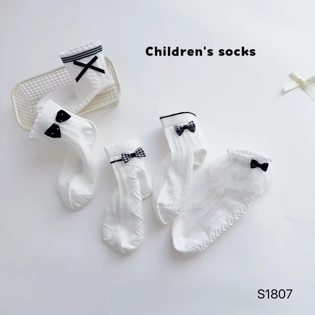【高奢公主白色】高定饰品手工女童中高筒袜子WZ007