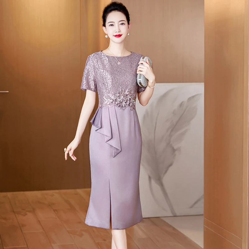 新娘妈妈装结婚婚宴修身旗袍优雅连衣裙气质爆款2025蕾丝高贵时尚