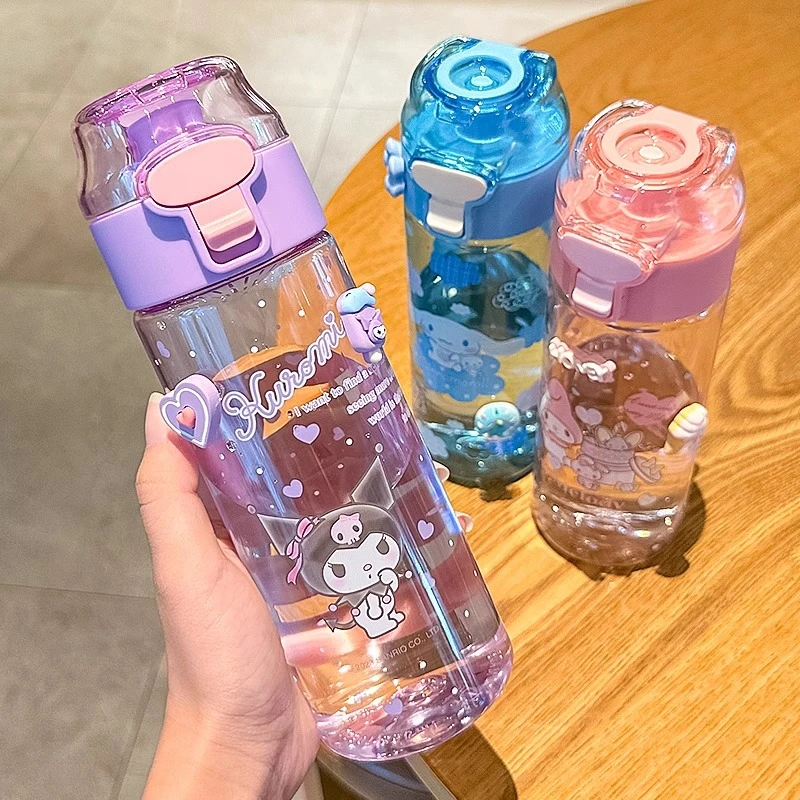 库洛米美乐蒂女生水杯可爱高颜值塑料杯子学生上学专用便携直饮杯