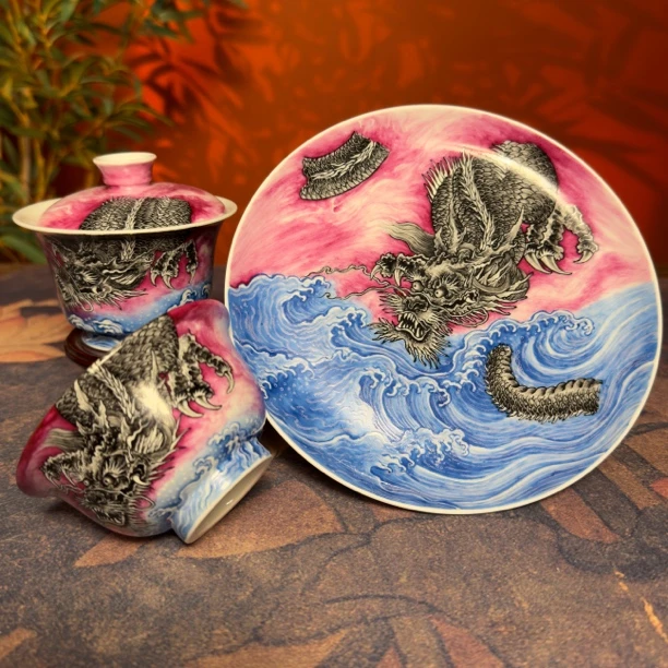 宝石红墨龙茶具套组高端茶具三件套
