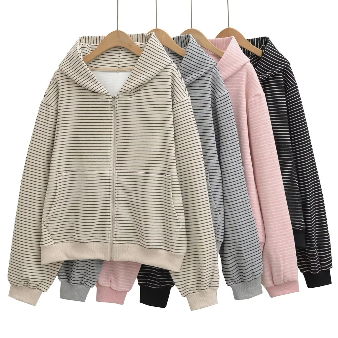 Y2053条纹拉链外套