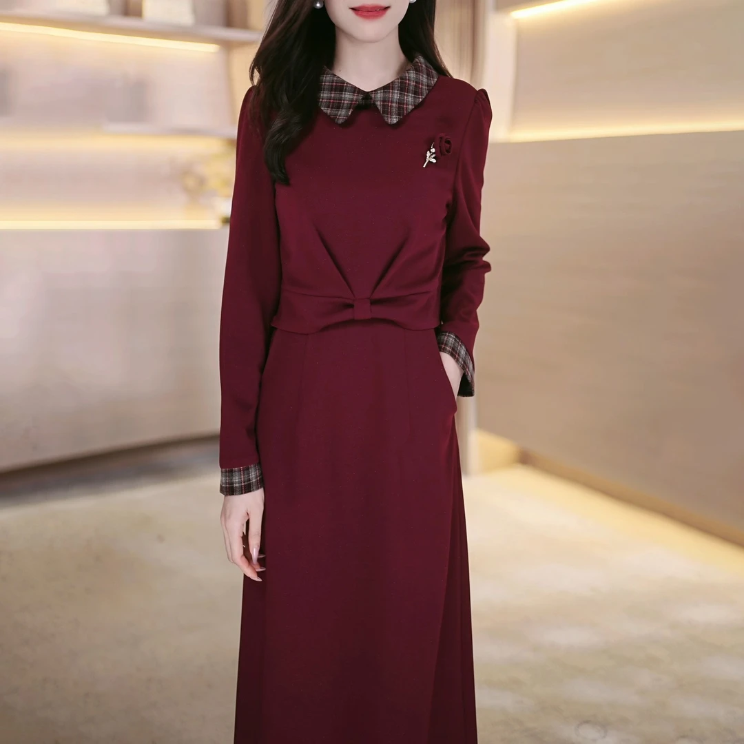 2025秋季新款 A3318 气质遮肉显瘦大码连衣裙女修身女装连衣裙