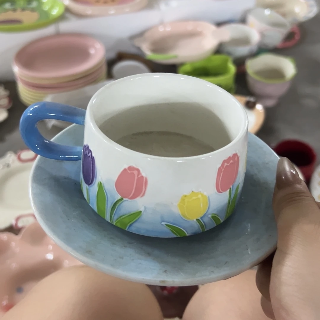 搪瓷蓝色郁金香杯碟