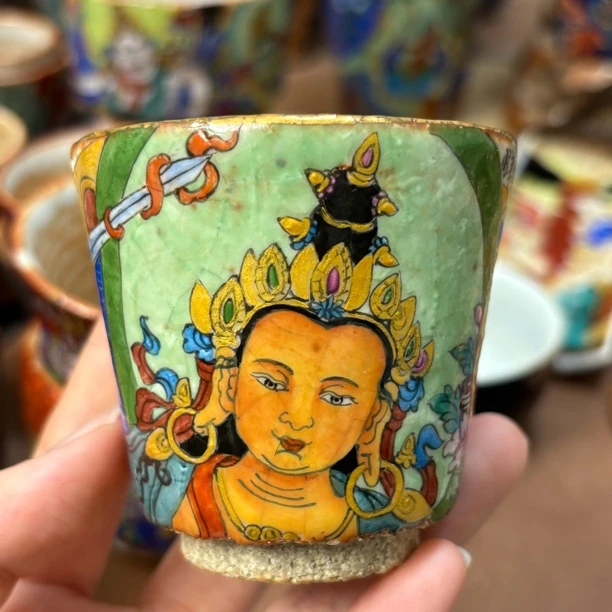 手工绘画文殊杯子