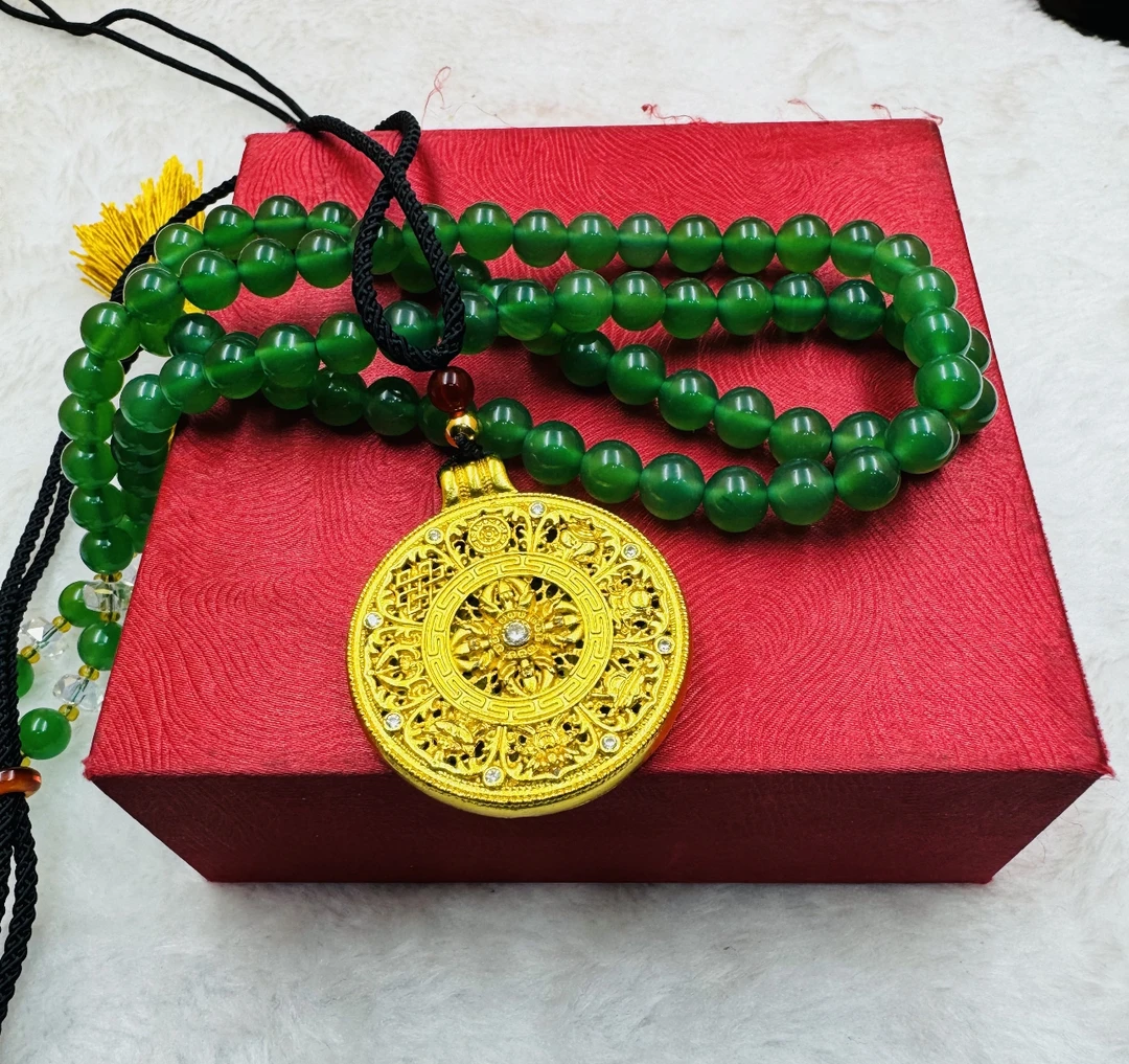 足金999金珠镶嵌玛瑙DIY双面八宝罗盘吊坠  鉴定证书发货+礼盒