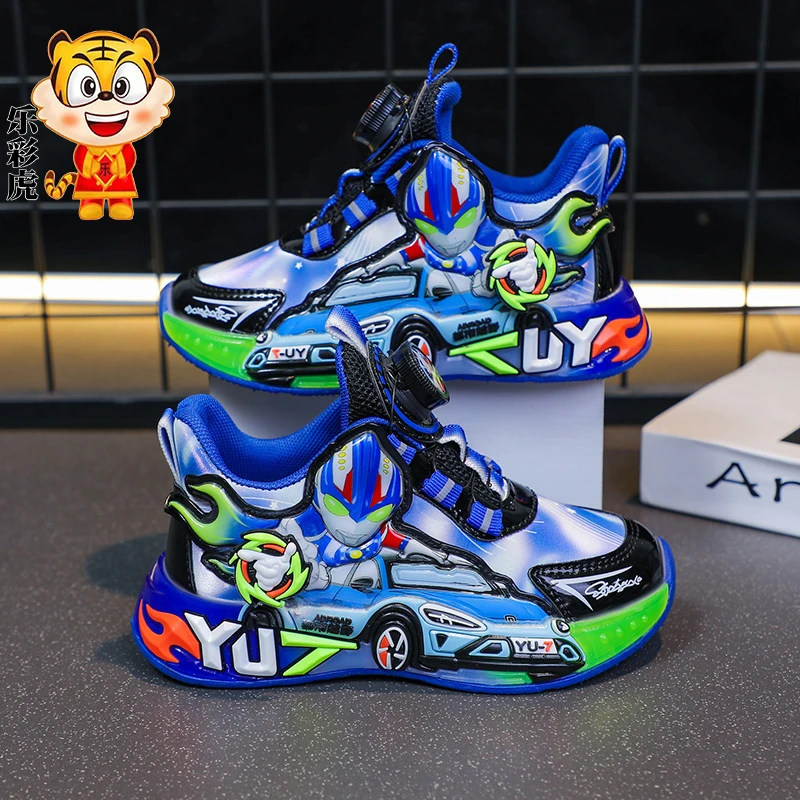 男童鞋2025秋季新款防水皮面鞋中小童防滑软底轻便透气跑步运动鞋