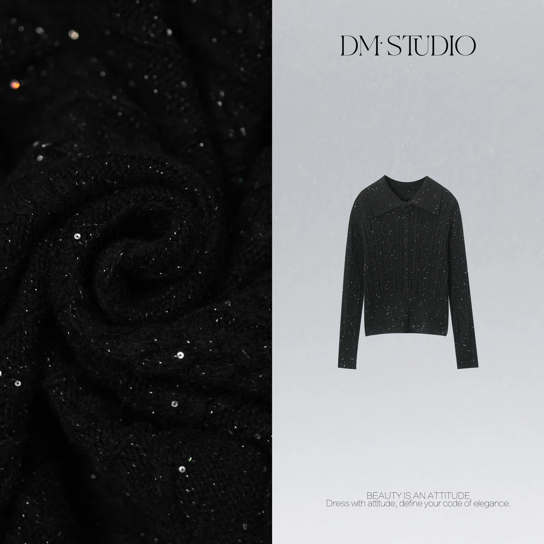 DEDM•STUDIO/秋冬极简风气质细闪精致感针织套头毛衣2511ZZS/5896