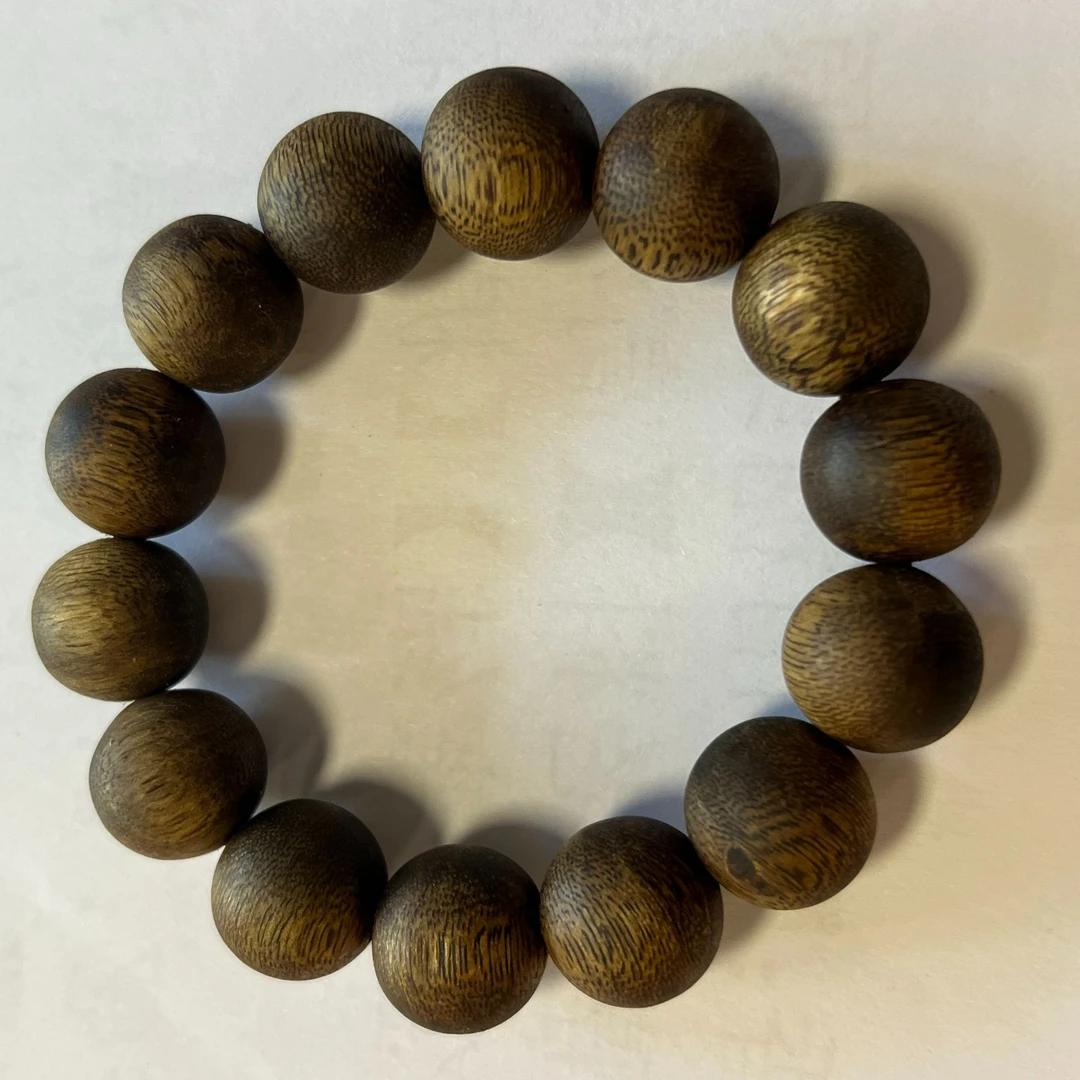 沉香【佟掌柜】沉香白棋楠16mm圆珠单圈手串多样性发其一