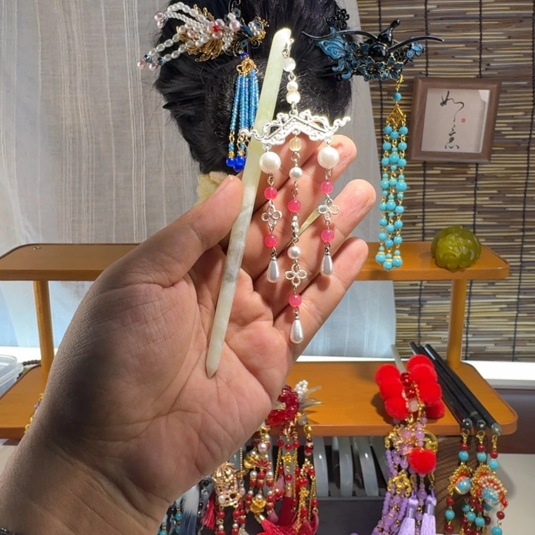 蛇纹石玉合金发饰