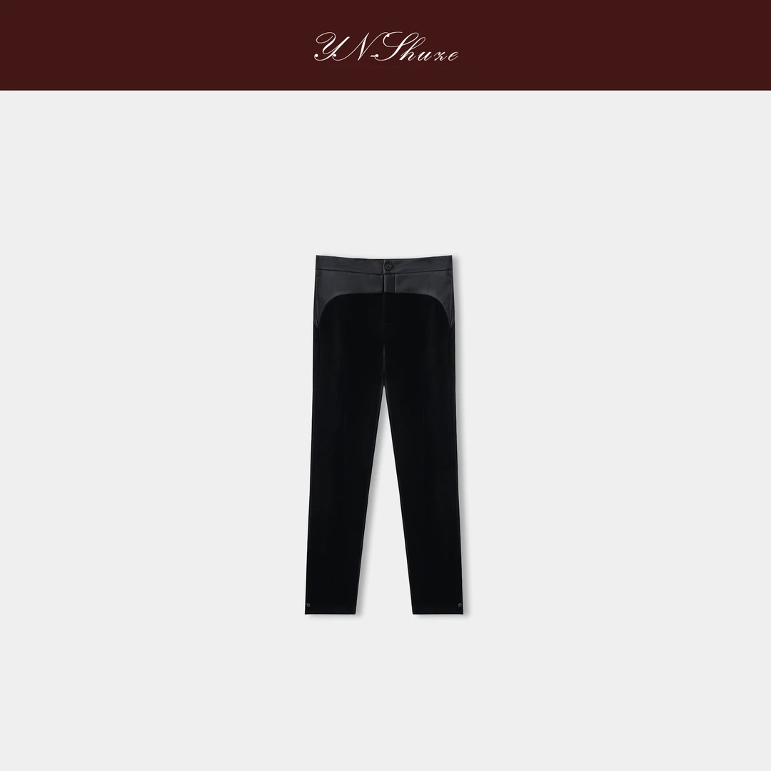 YN-SHUZE设计师秋冬时尚百搭拼色裤子SZ-YNB-Q067F