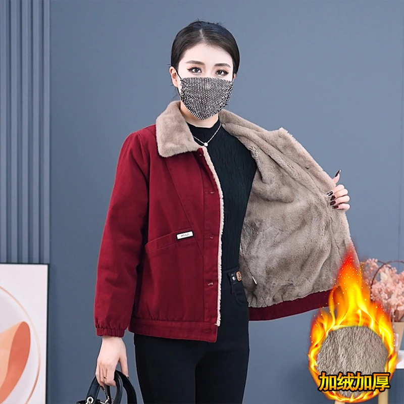 加绒加厚休闲棉服短外套女2025年冬季新款小个子洋气减龄保暖棉衣