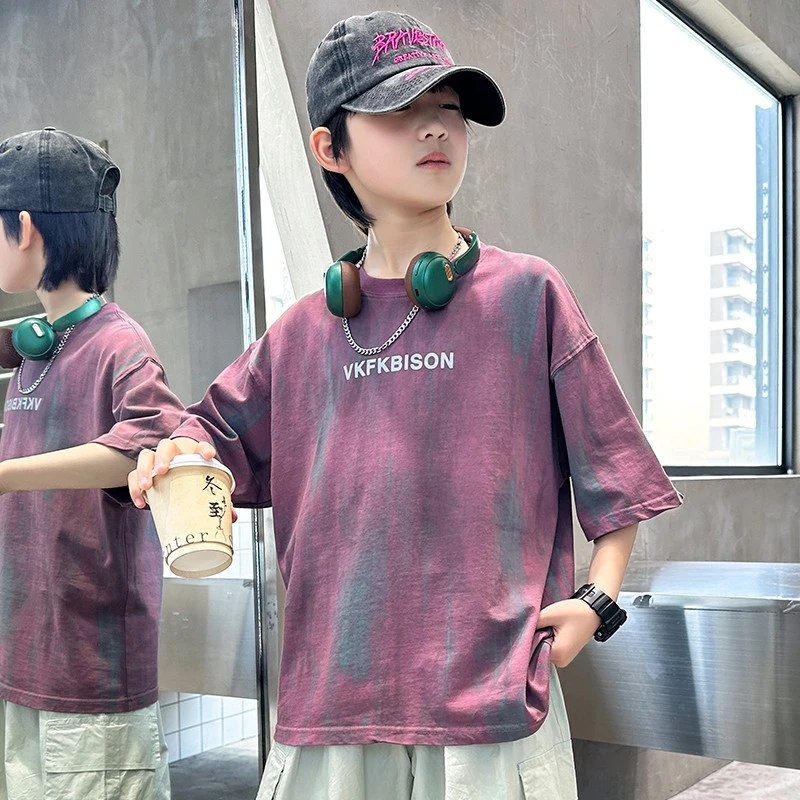 儿童夏季短袖T恤2025新款男童休闲体恤中大童男孩洋气韩版上衣潮