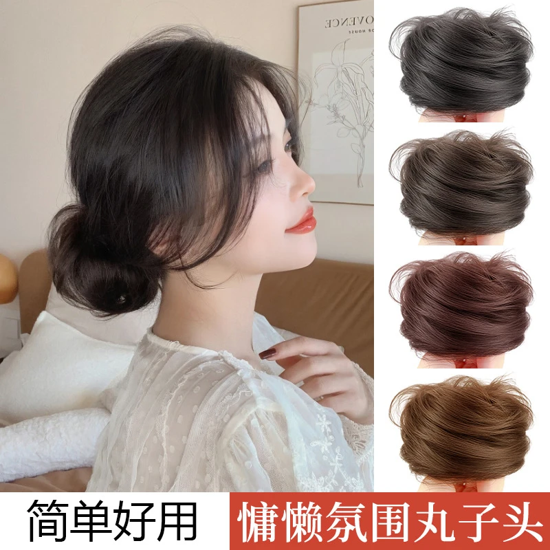 抢！丸子头假发女真发发圈汉服慵懒发包自然蓬松气质盘发神器c