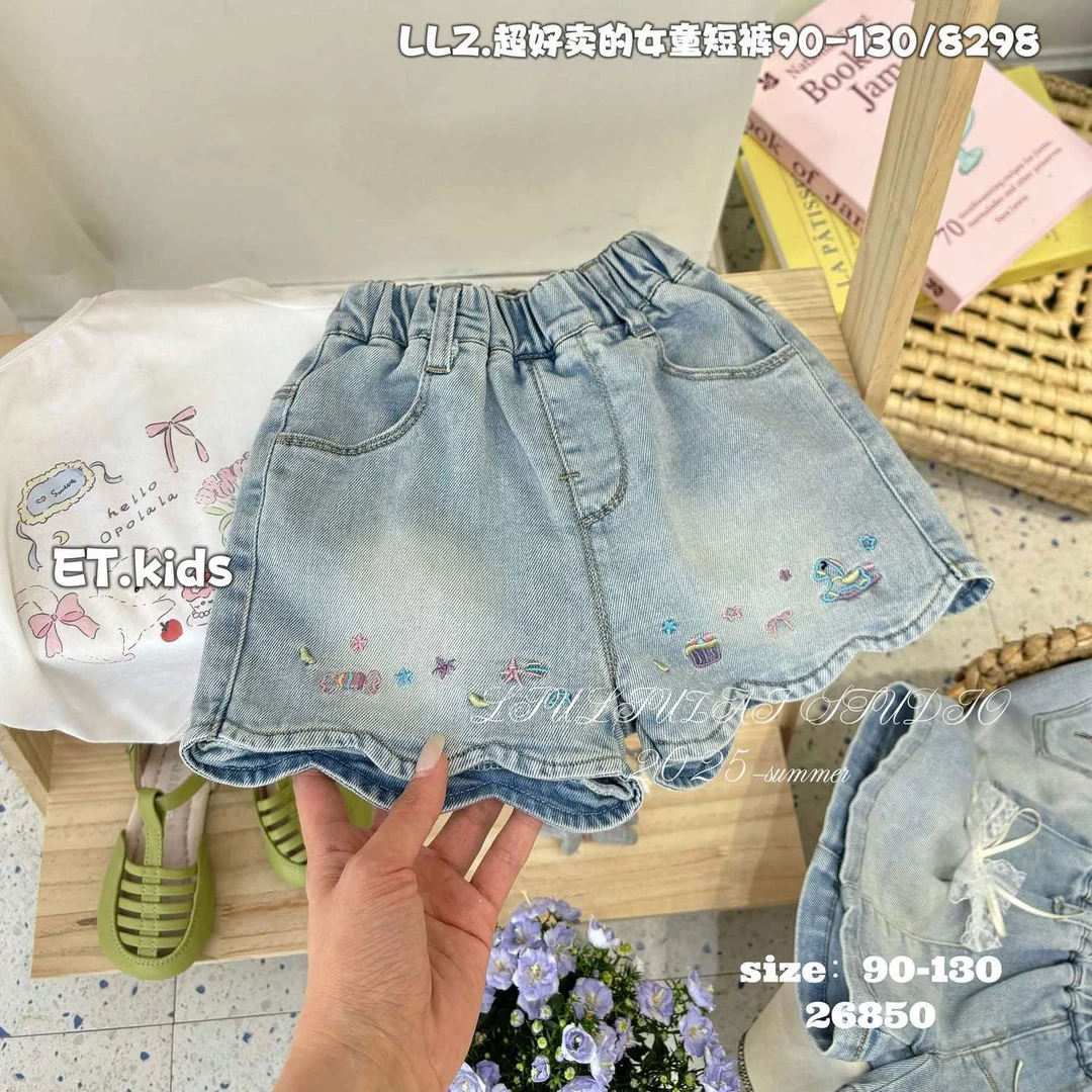 女童短裤夏季外穿女宝宝牛仔裤2025薄款女孩童装儿童夏装花边裤子