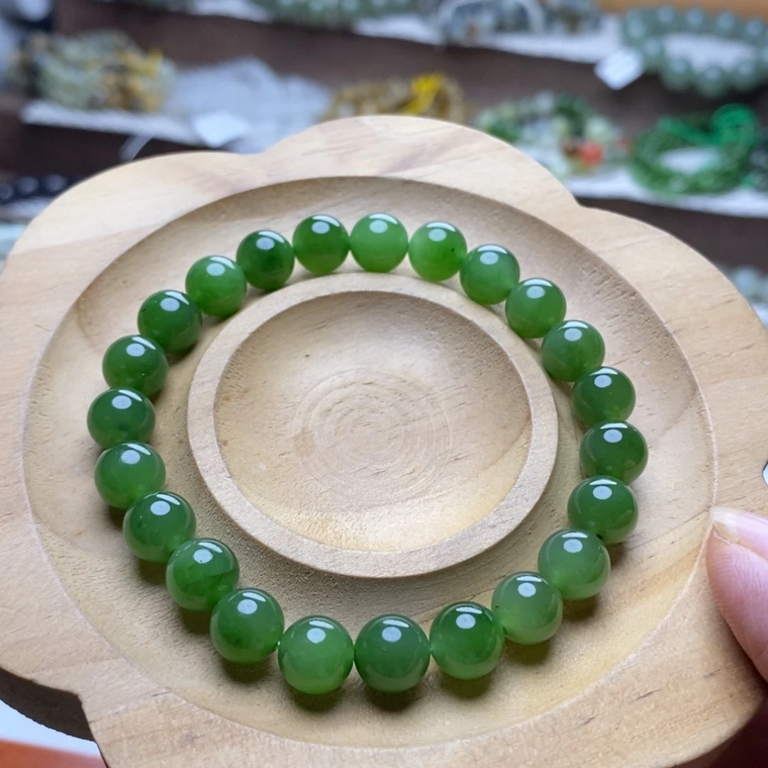 未镶嵌手链和田玉8mm碧玉圆珠