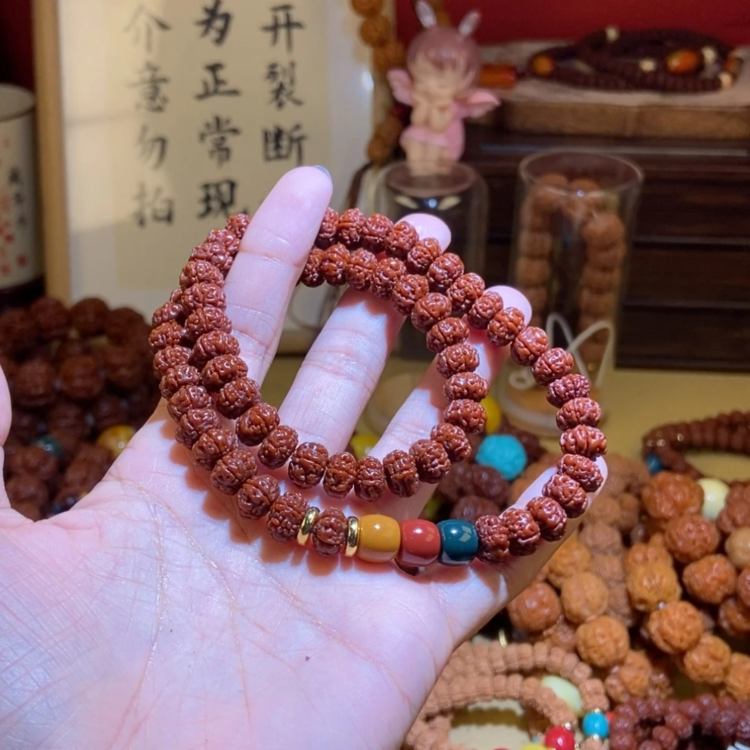 金刚菩提吊坠96玉化双圈红绿珠