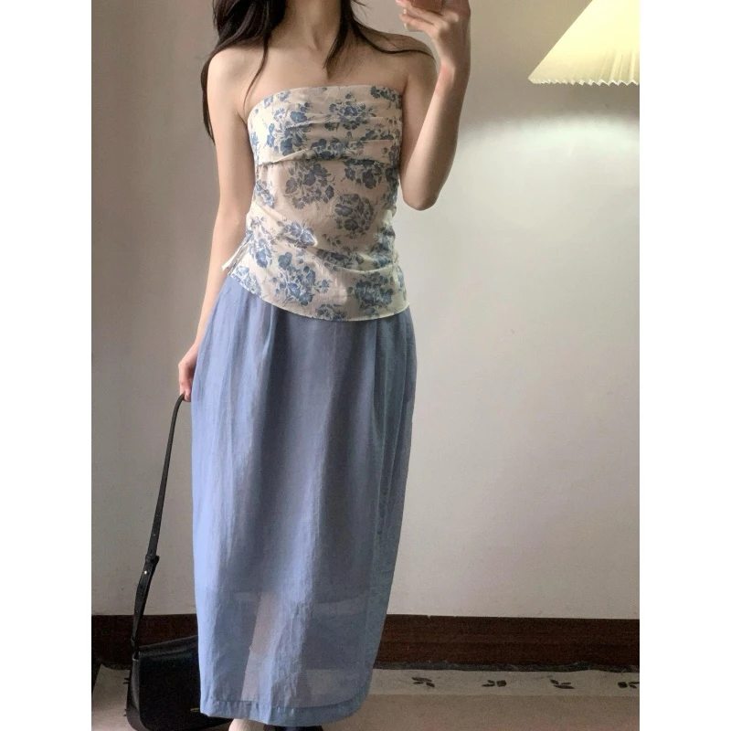 纯欲抹胸吊带半身裙套装女夏日ootd穿搭一整套两件套