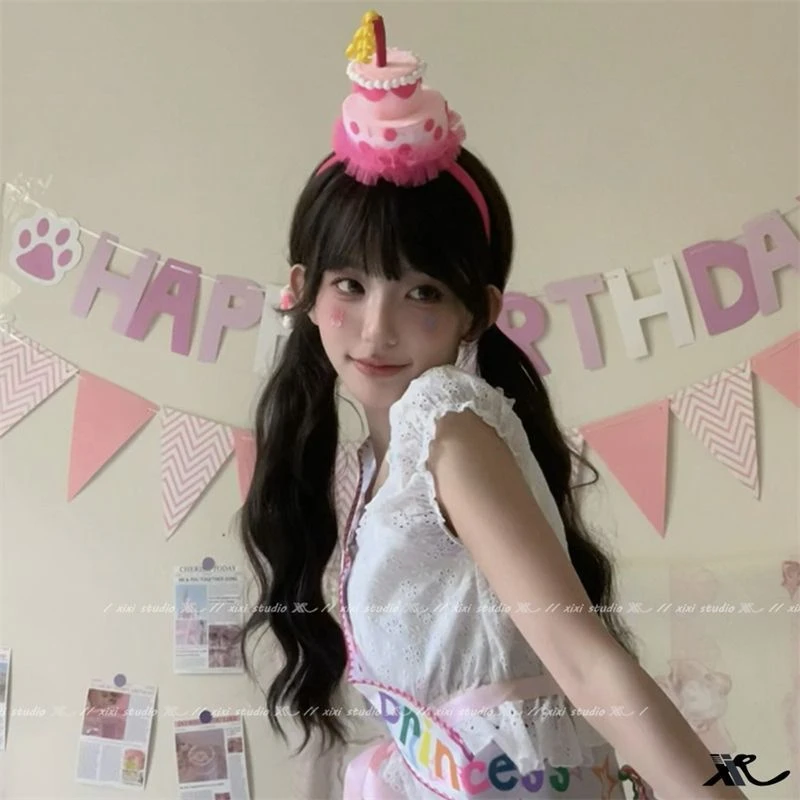 糖果生日帽子发箍节日派对发箍拍照道具氛围感头饰蛋糕皇冠头箍女