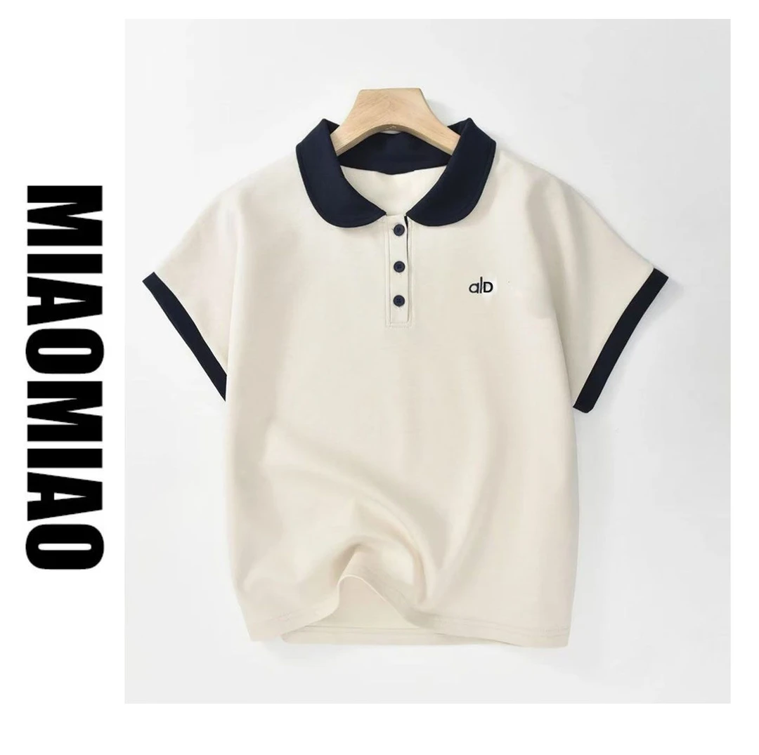 【清仓】8345大码设计感韩系刺绣polo领短袖正肩T恤