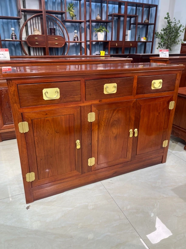 缅甸花梨木大果紫檀三门餐边柜入户储物柜收纳柜