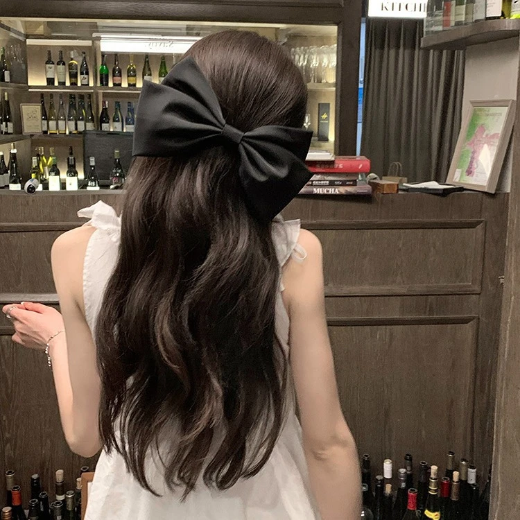 超大号黑色蝴蝶结发夹女立高级感脑勺弹簧夹发卡夹子饰发饰
