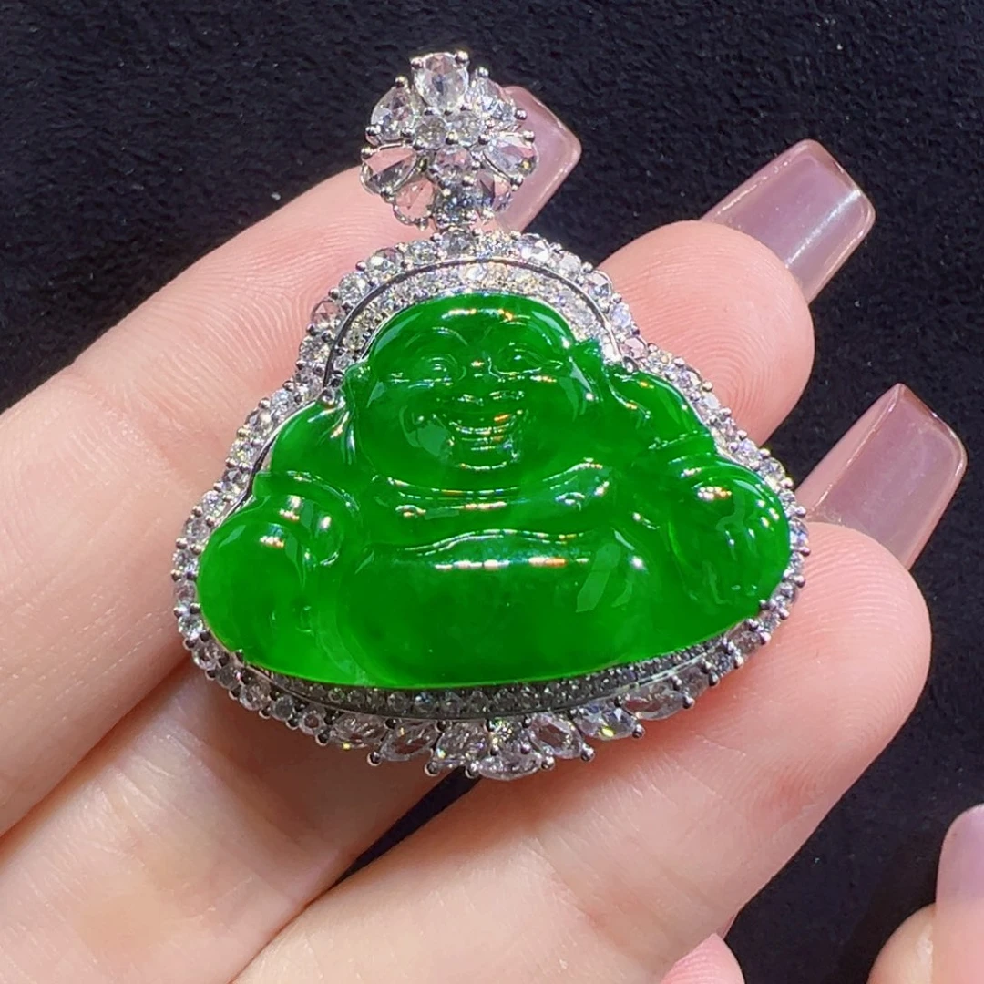 翡翠吊坠(不含链)18K金镶嵌吊坠