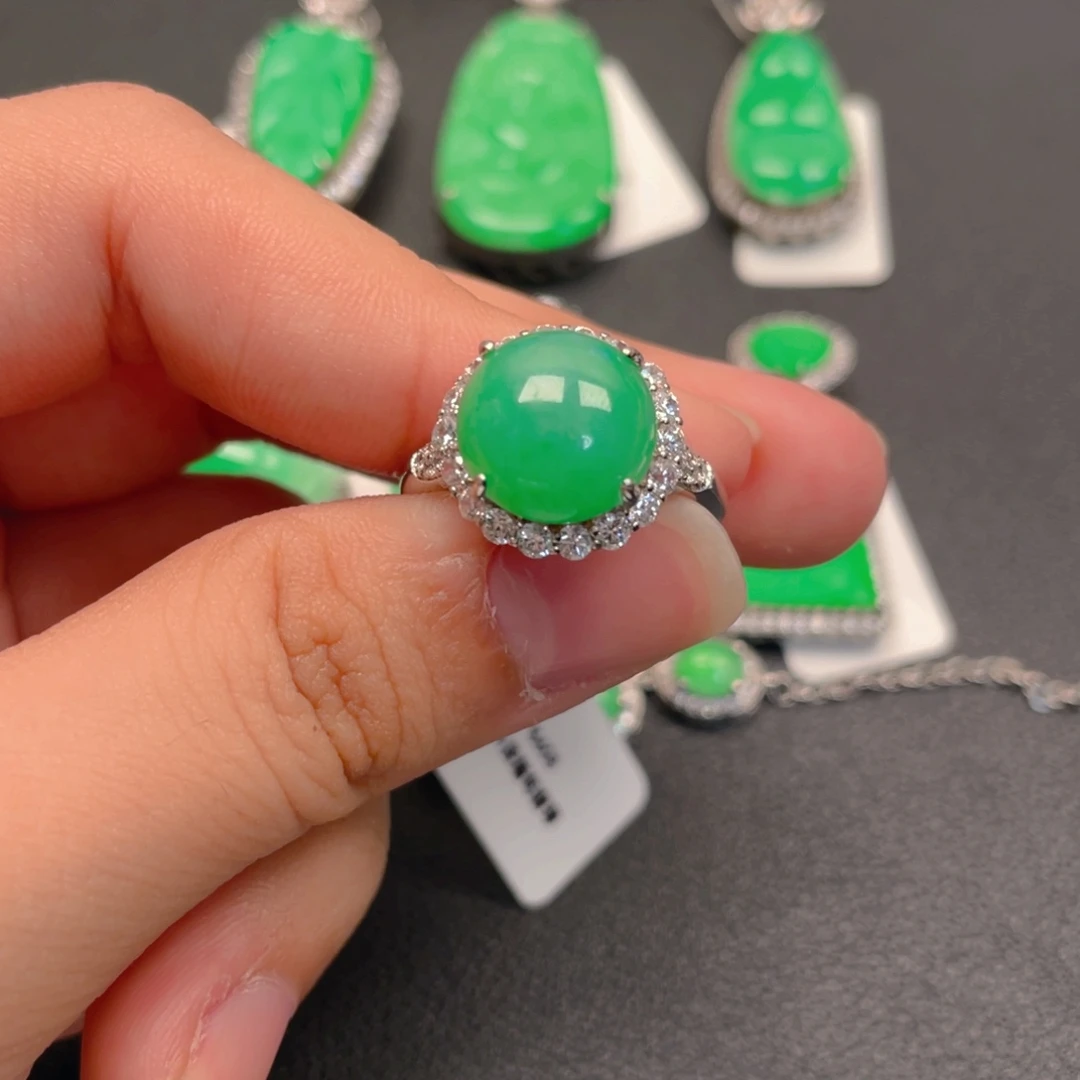 翡翠银S925镶嵌吊坠(不含链)