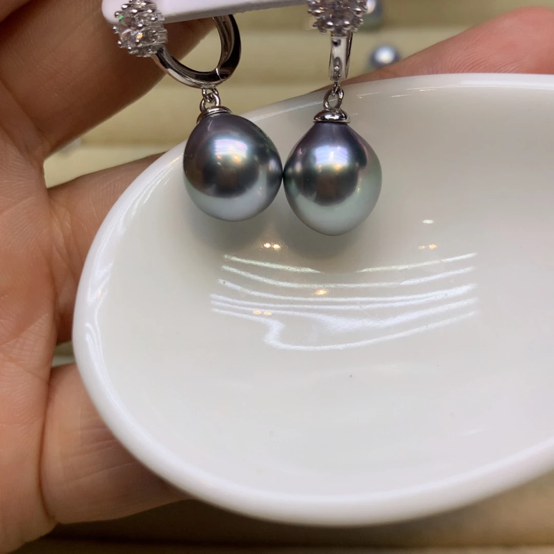 银S925镶嵌耳饰海水珍珠