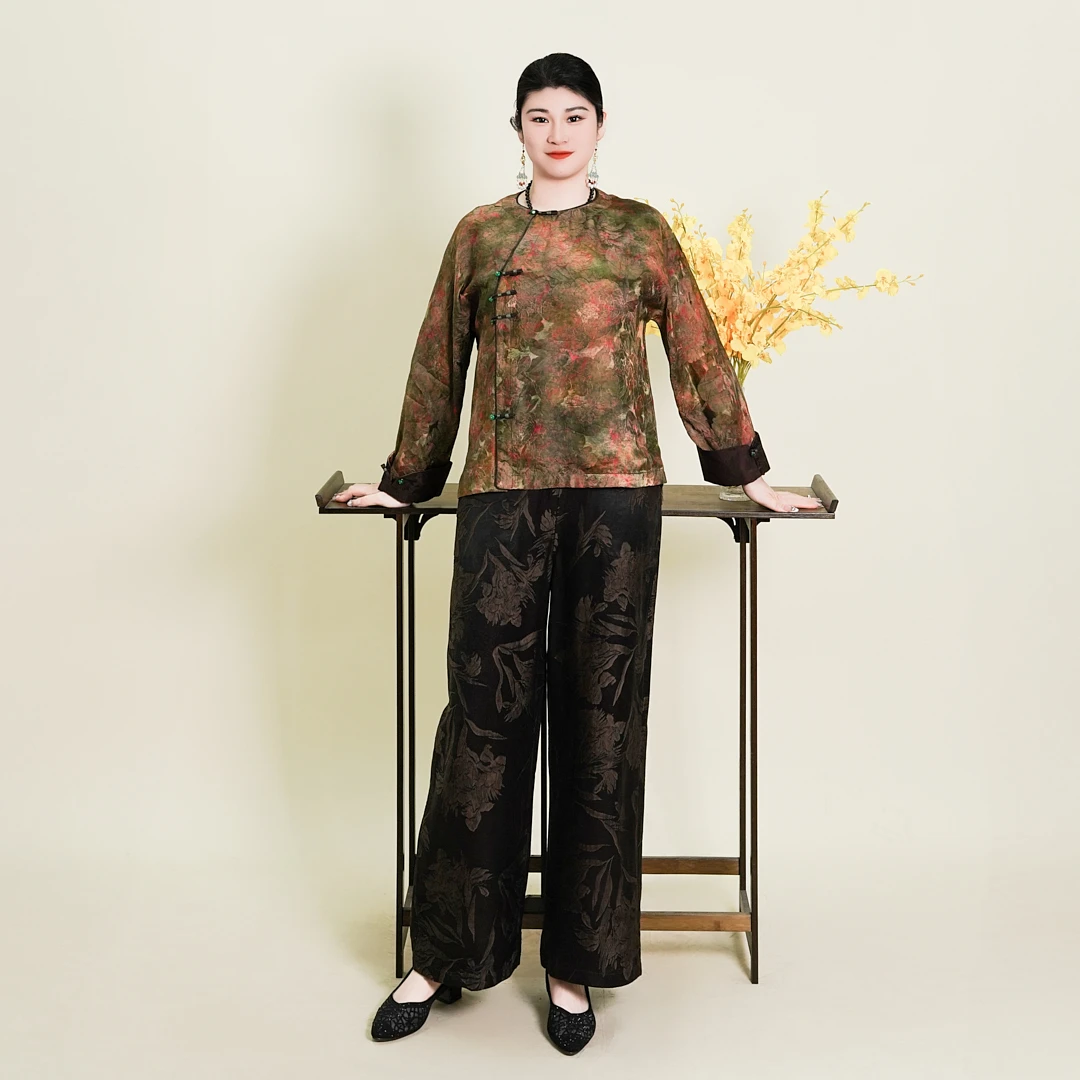 【静水芙蕖】2025年新款重缎提花香云纱开衫太太服茶服上衣