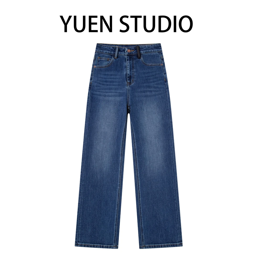 【YUEN】· 新牛仔 ·秋季新品显瘦重磅洗水高品质弹力窄版直筒阔腿裤