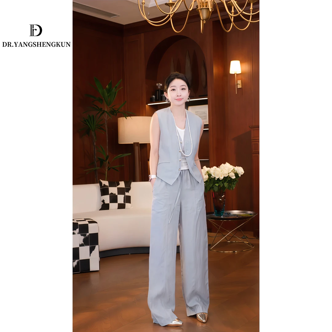 DR杨圣坤2025夏季法式气质西装马夹直筒休闲裤两件套女B2504-0204