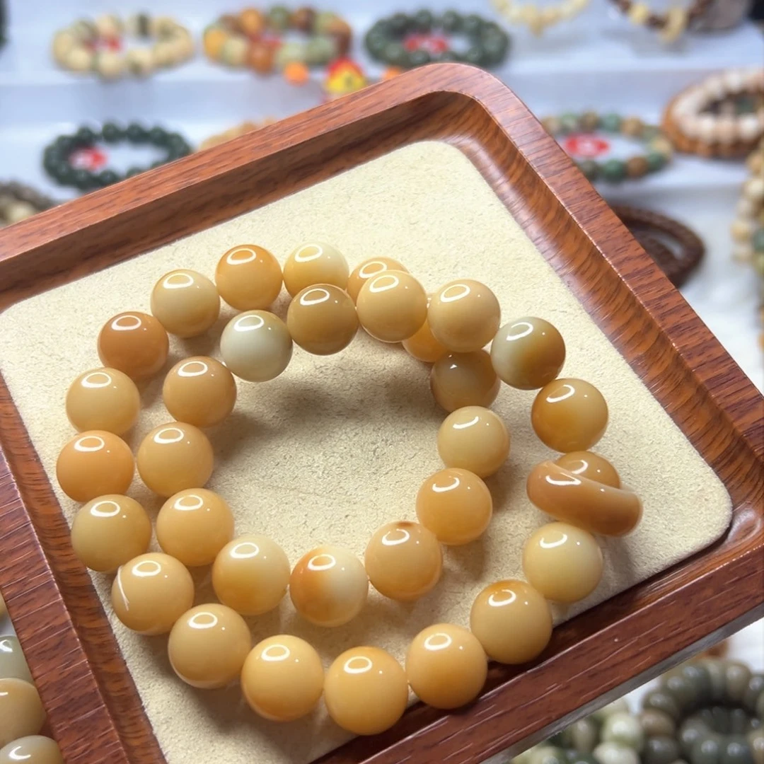 白玉菩提手串麻***子溏心