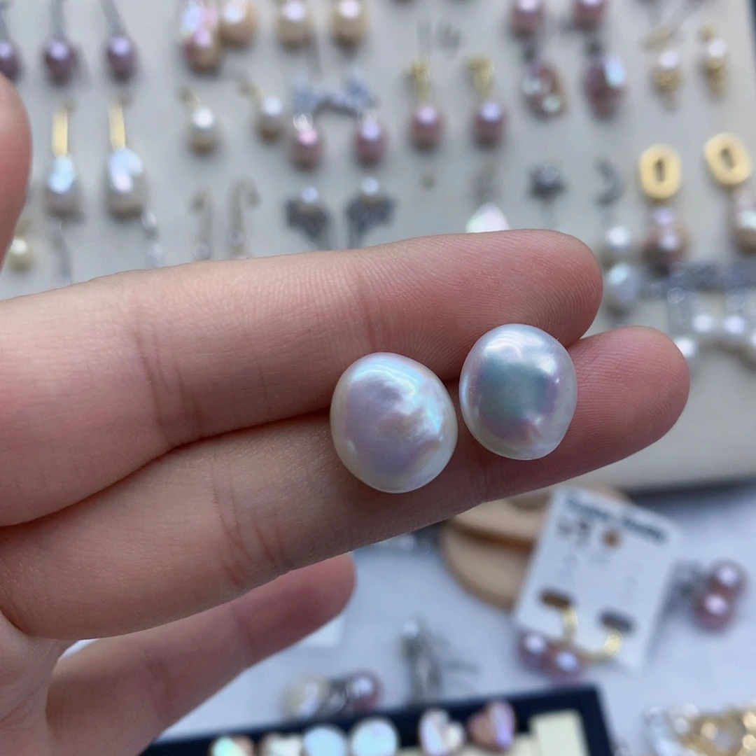 淡水珍珠耳饰银S925镶嵌