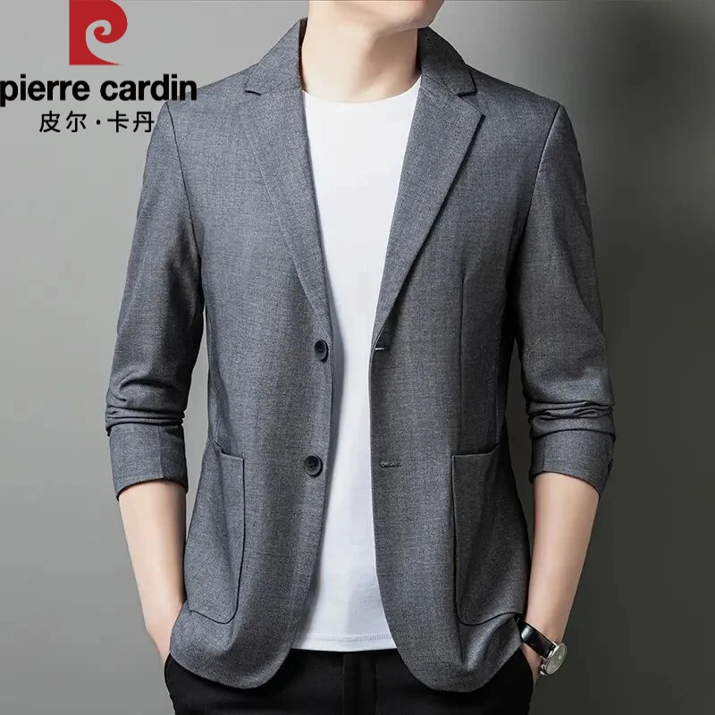 皮尔卡丹春秋季休闲男士西服时尚商务含羊毛外套韩版绅士男西装潮