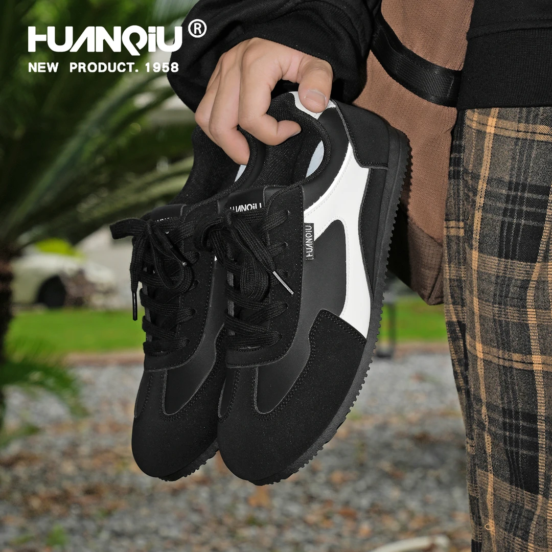 环球黑色德训鞋男2025潮鞋新款时尚百搭小黑鞋休闲运动鞋平底男款