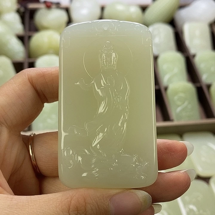 昆仑石山水观音牌
