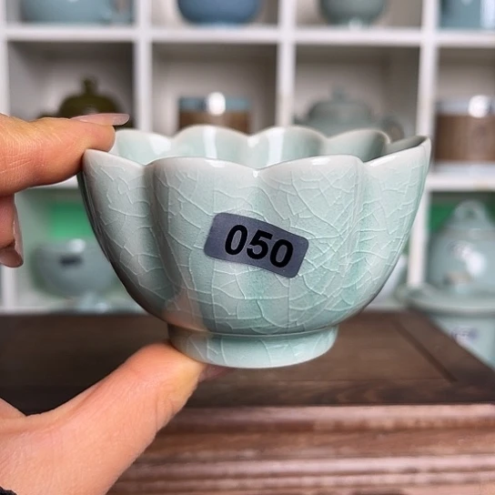 杯050微天青莲花杯支钉烧一级品