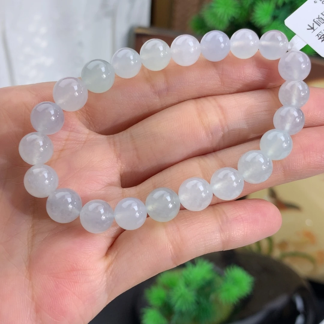 翡翠未镶嵌手串卡7.6-9.6冰胶淡马卡龙手串