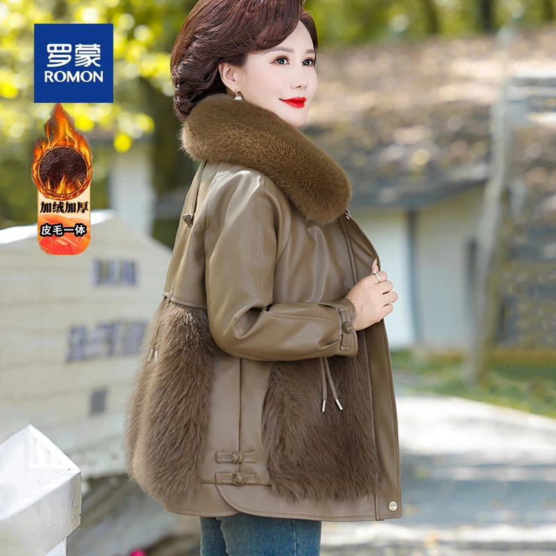 罗蒙妈妈装冬季外套加棉加厚50岁中年女装高档棉袄母亲洋气棉服女