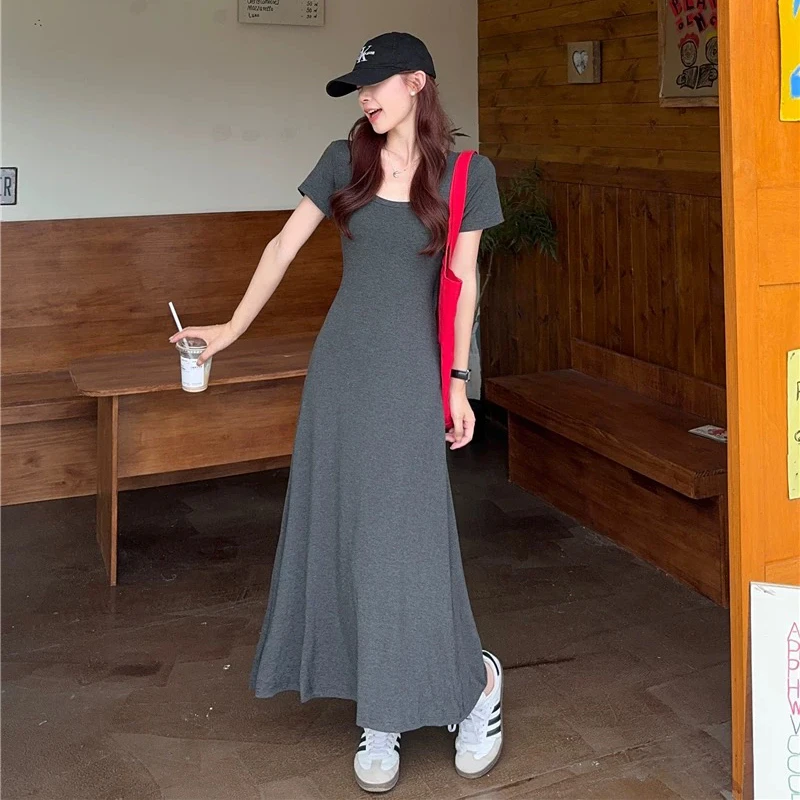 无印心匠B01819  法式收腰圆领&大摆纯欲风修身显瘦连衣裙K449