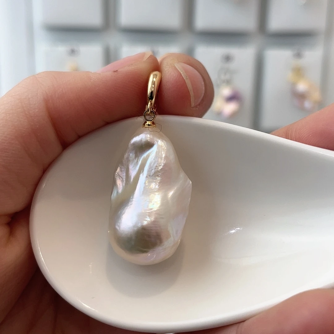 淡水珍珠天然珍珠巴洛克银S925镶嵌